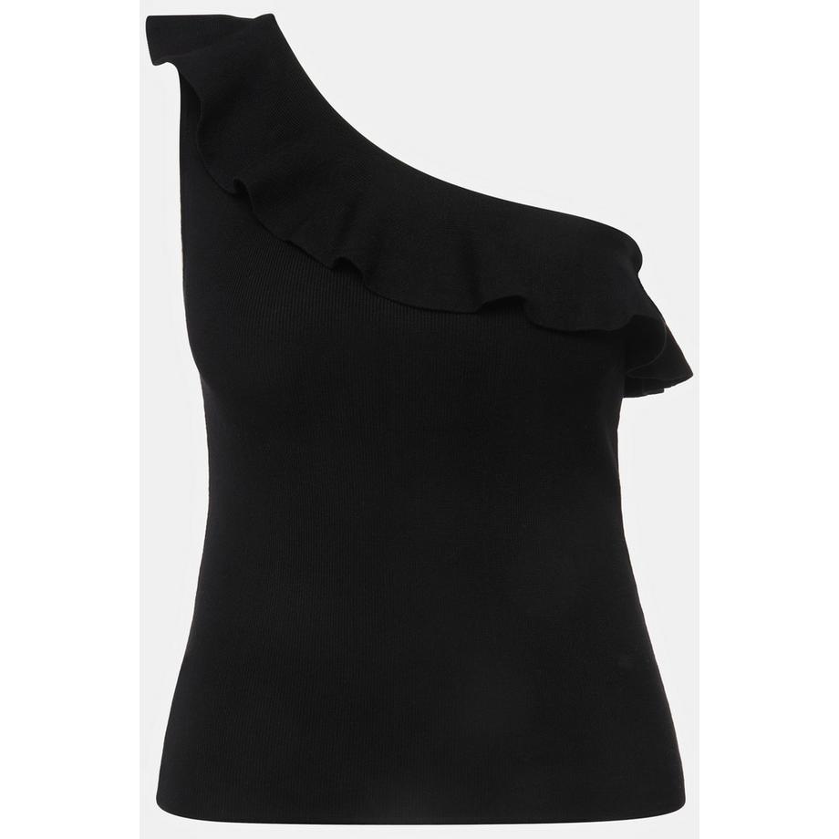 Ulla Popken Top asimmetrico in maglia con volant  
