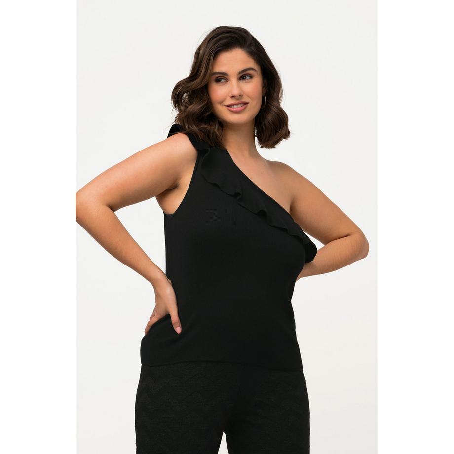 Ulla Popken Top asimmetrico in maglia con volant  