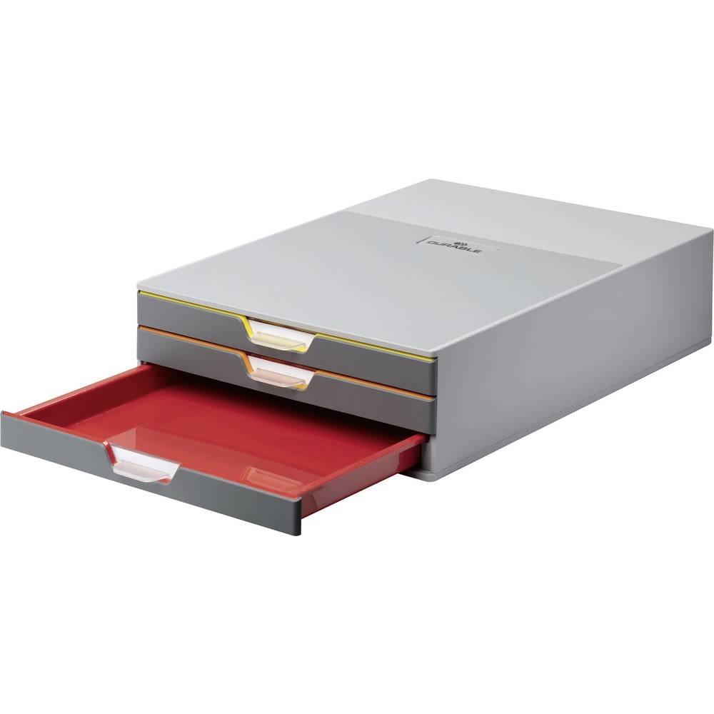 DURABLE Boîte à tiroirs 7603 VARICOLOR 3, 3 compartiments pour DIN A4, 1 pièce  