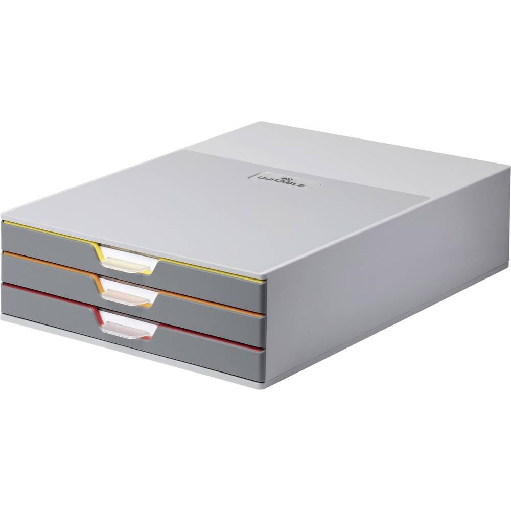 DURABLE Boîte à tiroirs 7603 VARICOLOR 3, 3 compartiments pour DIN A4, 1 pièce  