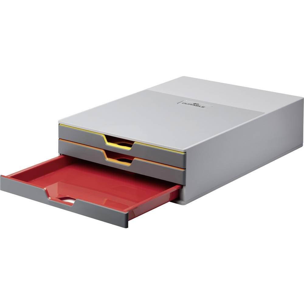 DURABLE Boîte à tiroirs 7603 VARICOLOR 3, 3 compartiments pour DIN A4, 1 pièce  