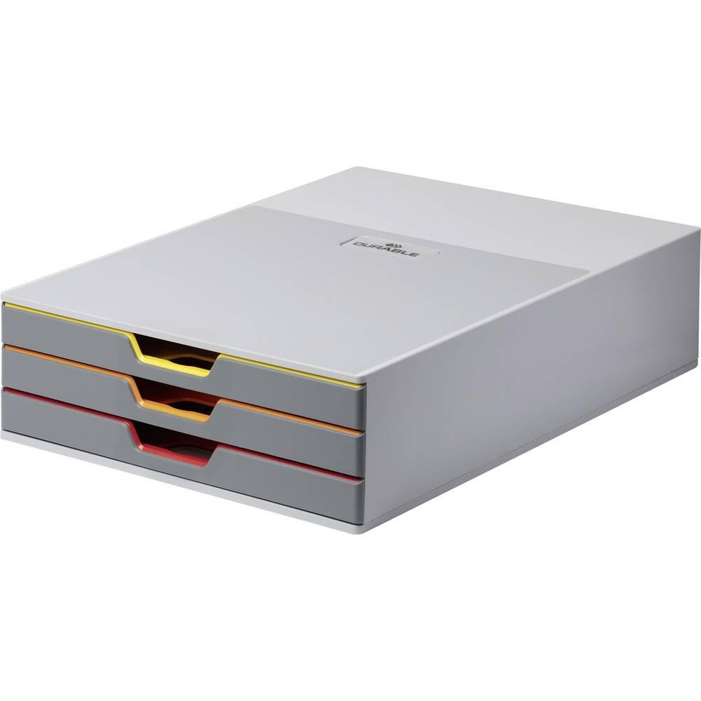 DURABLE Boîte à tiroirs 7603 VARICOLOR 3, 3 compartiments pour DIN A4, 1 pièce  