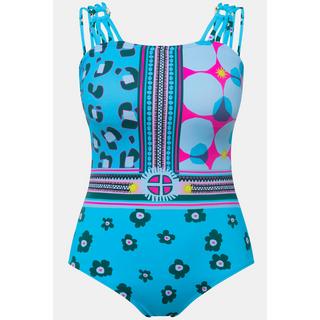 Ulla Popken Maillot de bain à mélange d'imprimés bonnets souples  