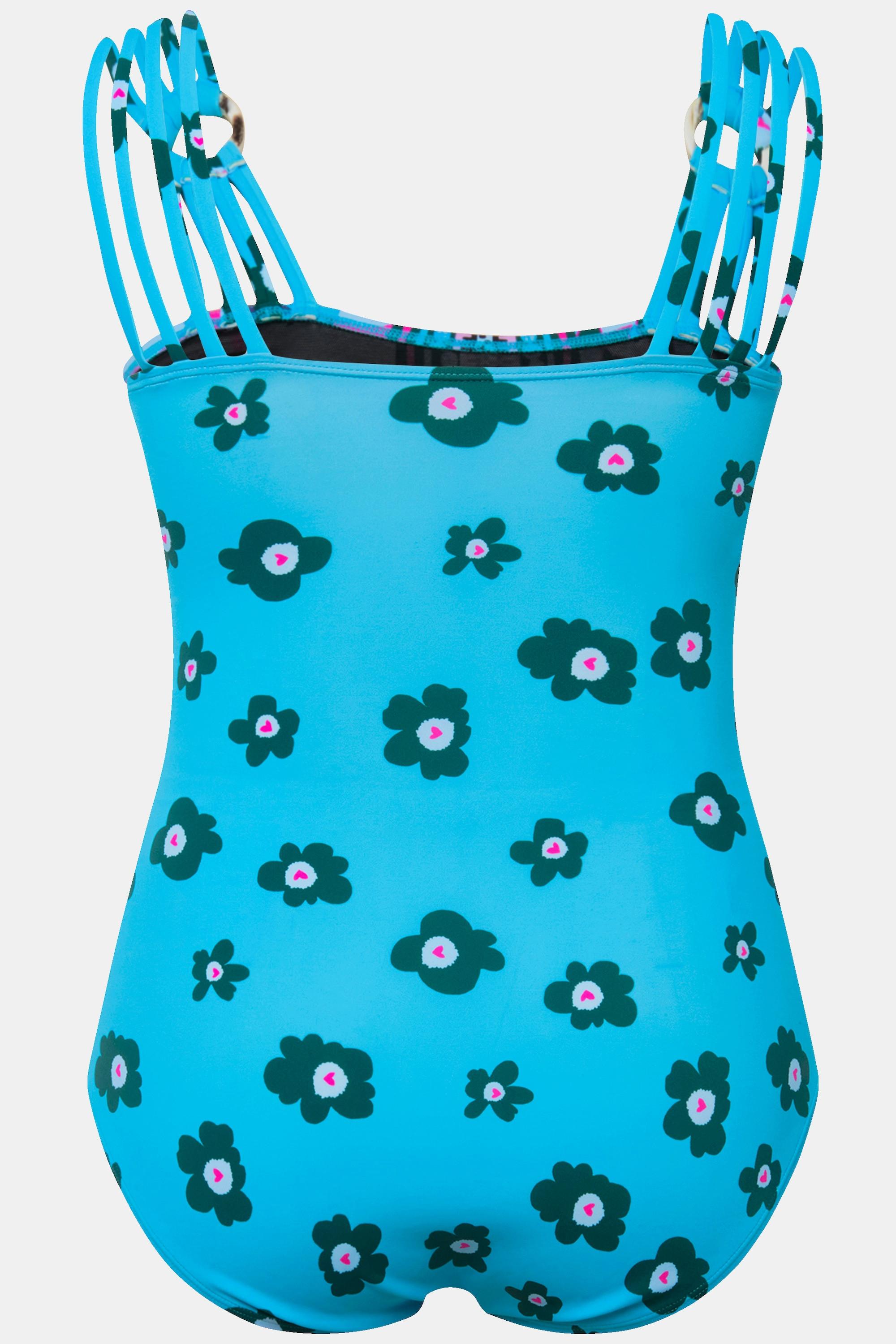 Ulla Popken Maillot de bain à mélange d'imprimés bonnets souples  