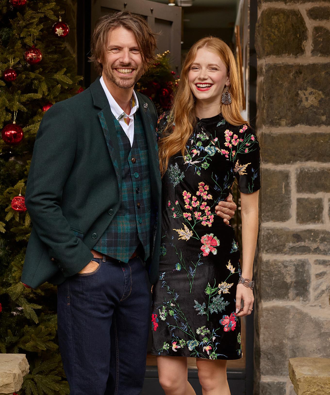 Joe Browns Robe Velours Boutique Sequins Floraux  