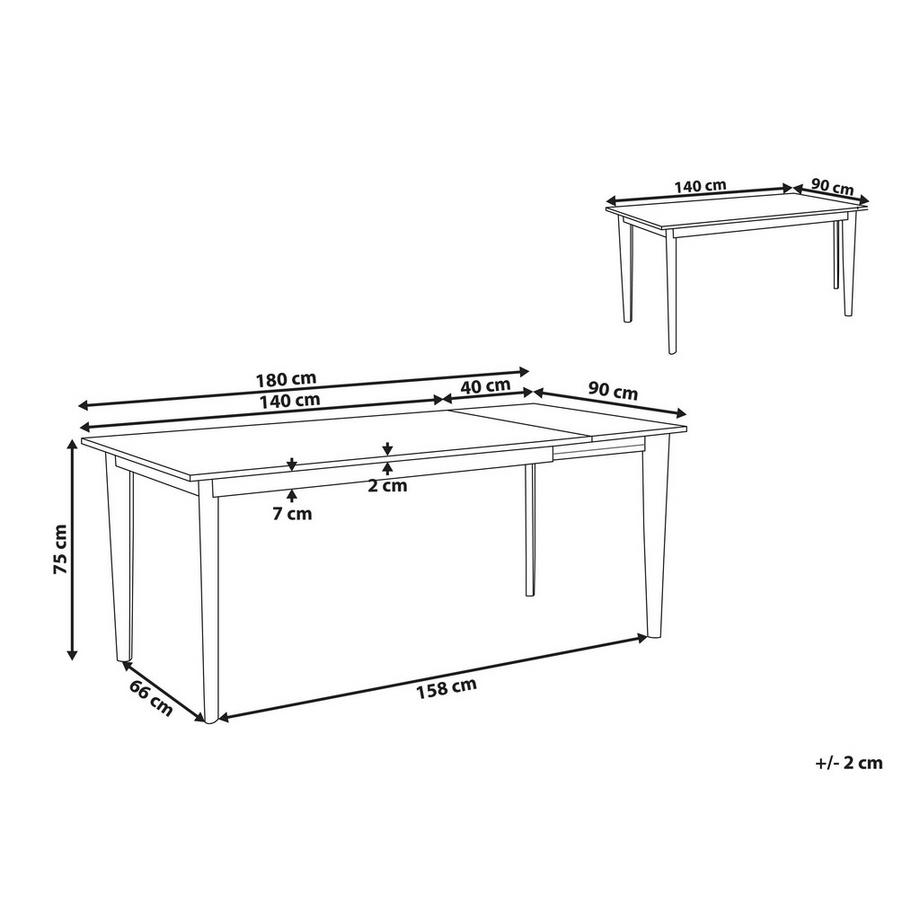 Beliani Ausziehbarer Esstisch aus MDF-Platte Skandinavisch SOLA  