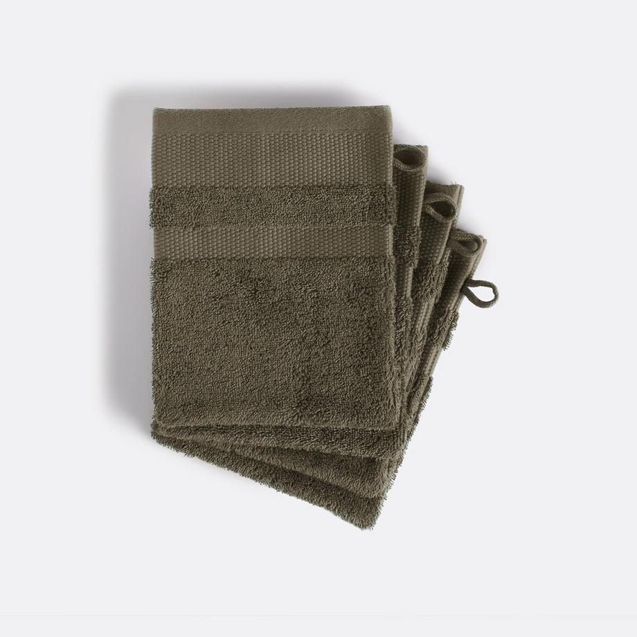 Lot de 4 gants de toilette en coton peigné 600g/m2