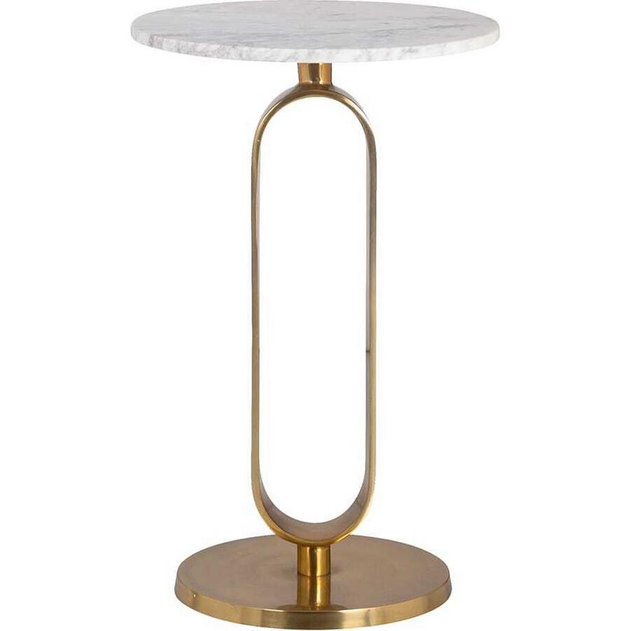 mutoni Table d'appoint Céline marbre or blanc 40  