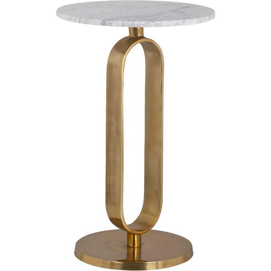 mutoni Table d'appoint Céline marbre or blanc 40  
