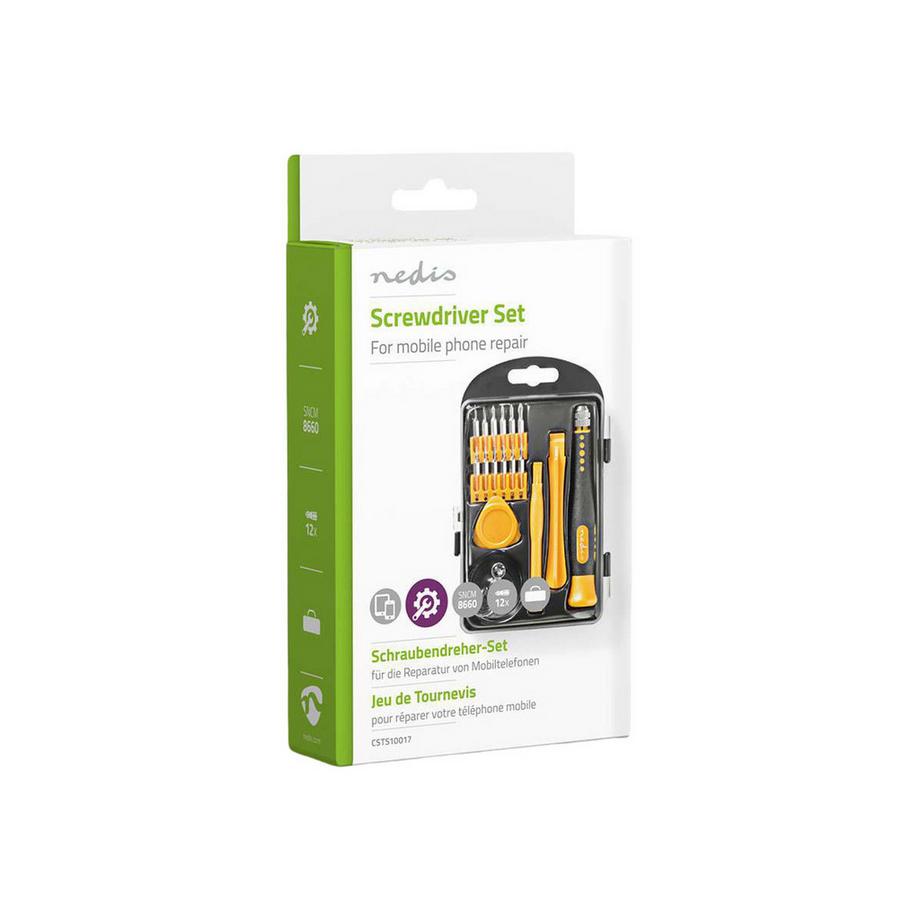 Nedis  Set per la riparazione di telefoni/tablet | 17 in 1 | Läsplatta / PC / Smartphone | Punte Philips | Punte Slitsade | Pentalobe | Punte Tri-wing 