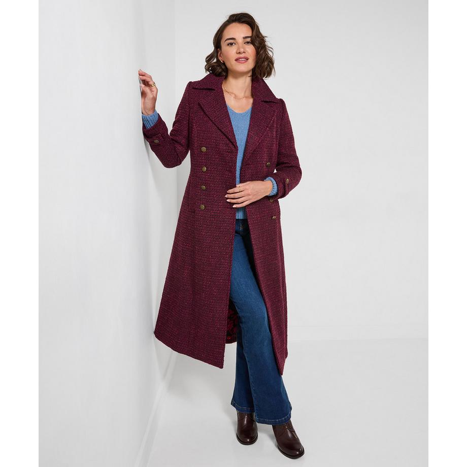 Joe Browns Long Manteau en Tweed Berry Dreams  