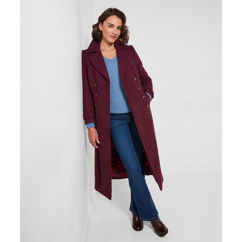 Joe Browns Long Manteau en Tweed Berry Dreams  