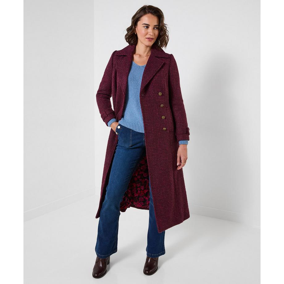 Joe Browns Long Manteau en Tweed Berry Dreams  