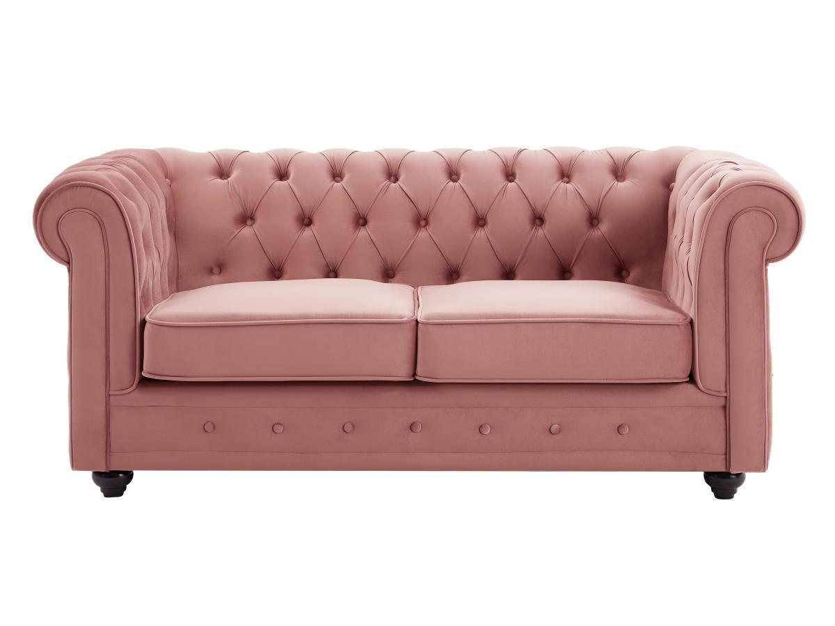 Vente-unique Canapé 2 places en velours rose pastel CHESTERFIELD  