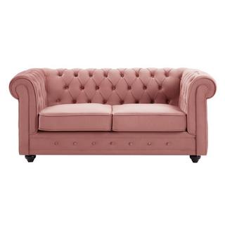 Vente-unique Canapé 2 places en velours rose pastel CHESTERFIELD  