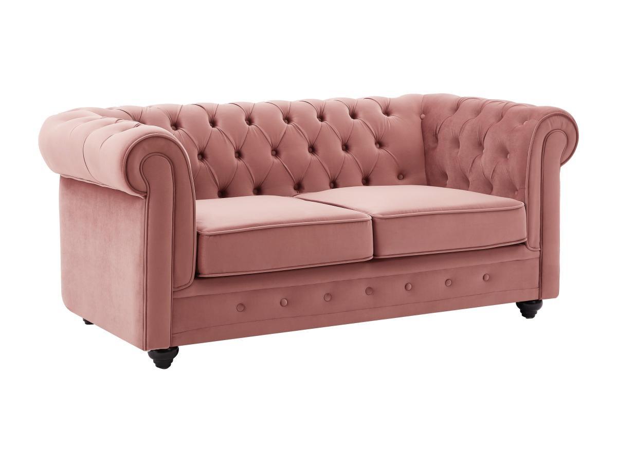 Vente-unique Canapé 2 places en velours rose pastel CHESTERFIELD  