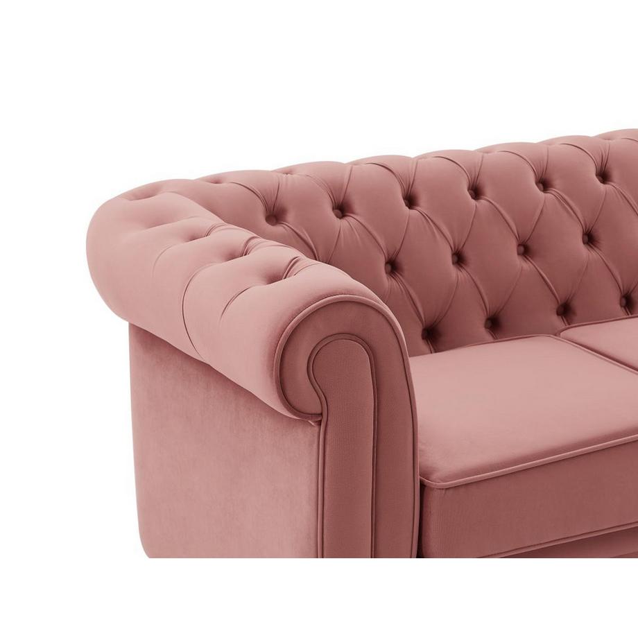Vente-unique Divano 2 posti in Velluto Rosa pastello - CHESTERFIELD  