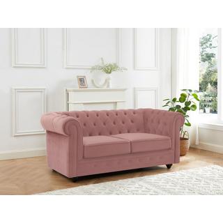 Vente-unique Sofa 2-Sitzer - Samt - Pastellrosa - CHESTERFIELD  