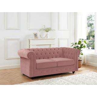 Vente-unique Canapé 2 places en velours rose pastel CHESTERFIELD  