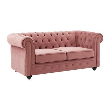 Canapé 2 places en velours rose pastel CHESTERFIELD