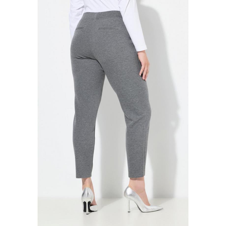 Ulla Popken Pantalon Punto di Roma Jambe Fuselée Passepoil Taille Élastique  