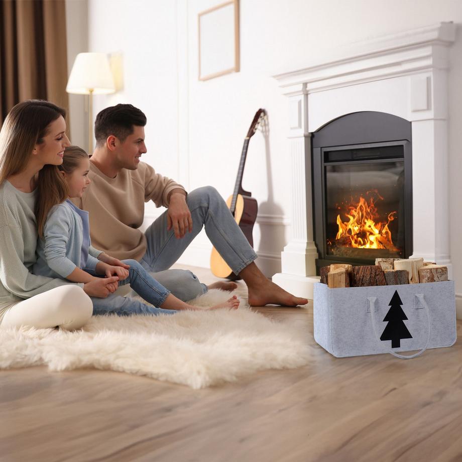 B2X Kaminholztasche aus Filz mit Motiv  