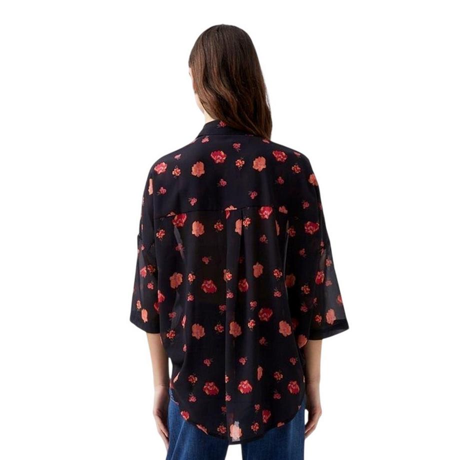 FRENCH CONNECTION Camicia floreale con spalle cadenti e tessuto velato  