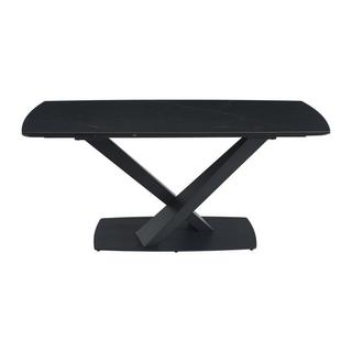 Maison Céphy Esstisch ausziehbar - 6 bis 10 Personen - Sicherheitsglas, Keramik & Metall - Marmor-Optik Schwarz - MALATA von Maison Céphy  