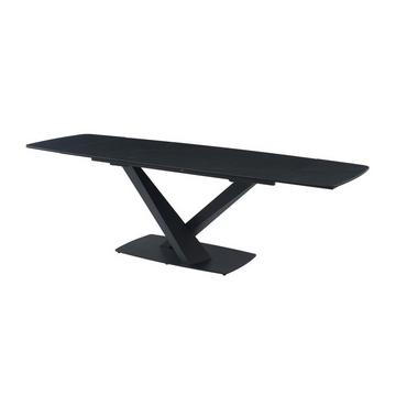 Esstisch ausziehbar - 6 bis 10 Personen - Sicherheitsglas, Keramik & Metall - Marmor-Optik Schwarz - MALATA von Maison Céphy