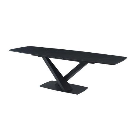 Maison Céphy Esstisch ausziehbar - 6 bis 10 Personen - Sicherheitsglas, Keramik & Metall - Marmor-Optik Schwarz - MALATA von Maison Céphy  