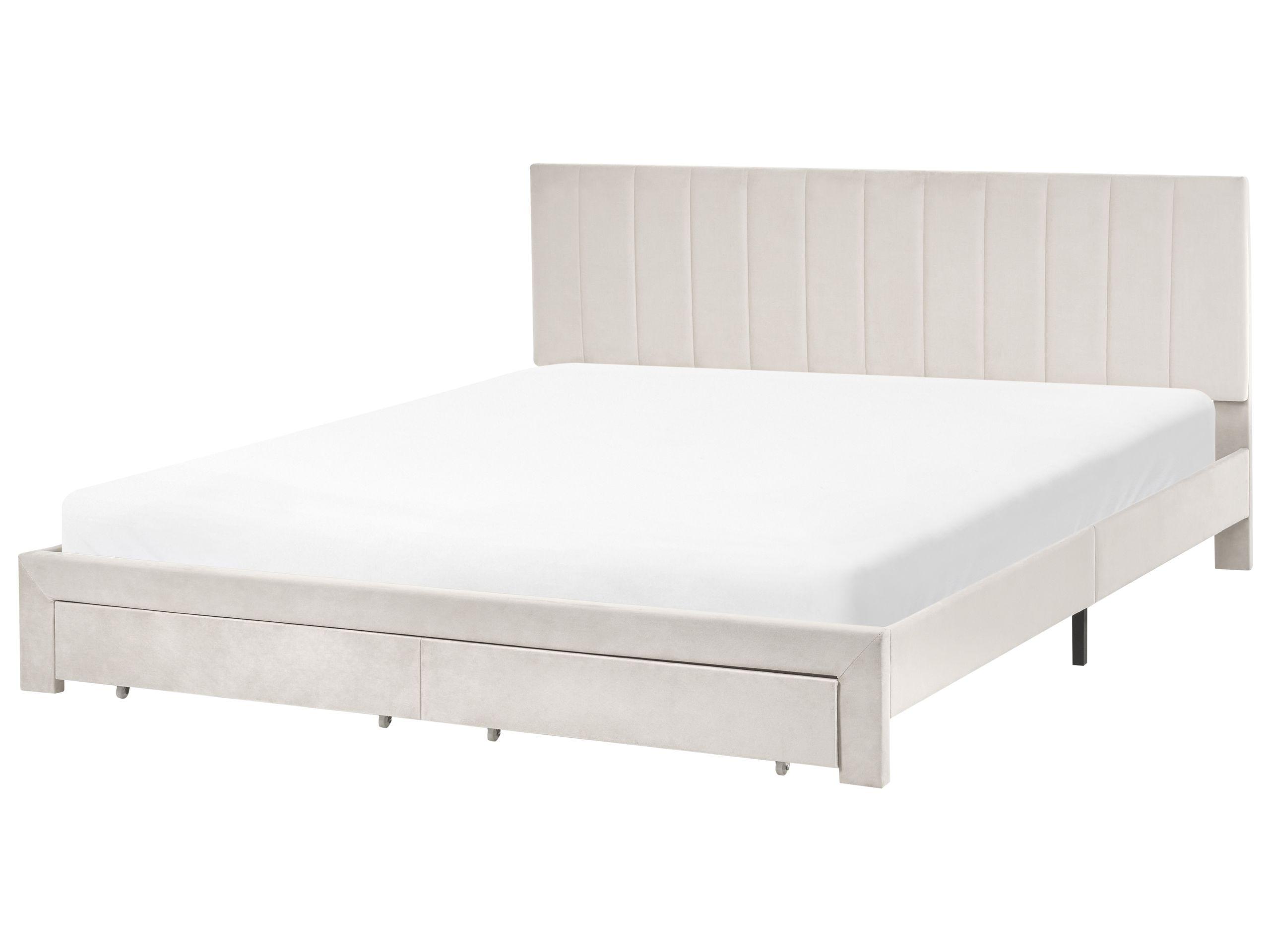 Beliani Lit avec tiroirs de rangement en Velours Moderne LONZAC  