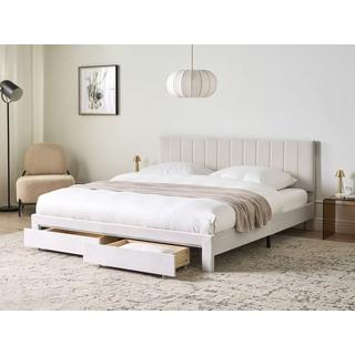 Beliani Lit avec tiroirs de rangement en Velours Moderne LONZAC  