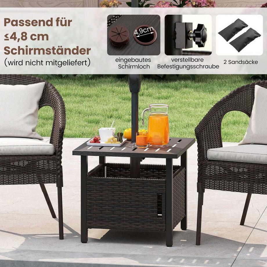Northix Rattantisch für den Außenbereich, Loch für Schirm  