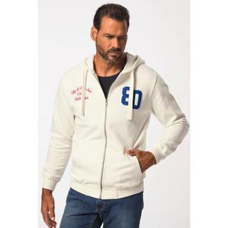 JP1880  Giacca con cappuccio, zip, applicazioni e tasca a marsupio, fino alla tg. 8XL 