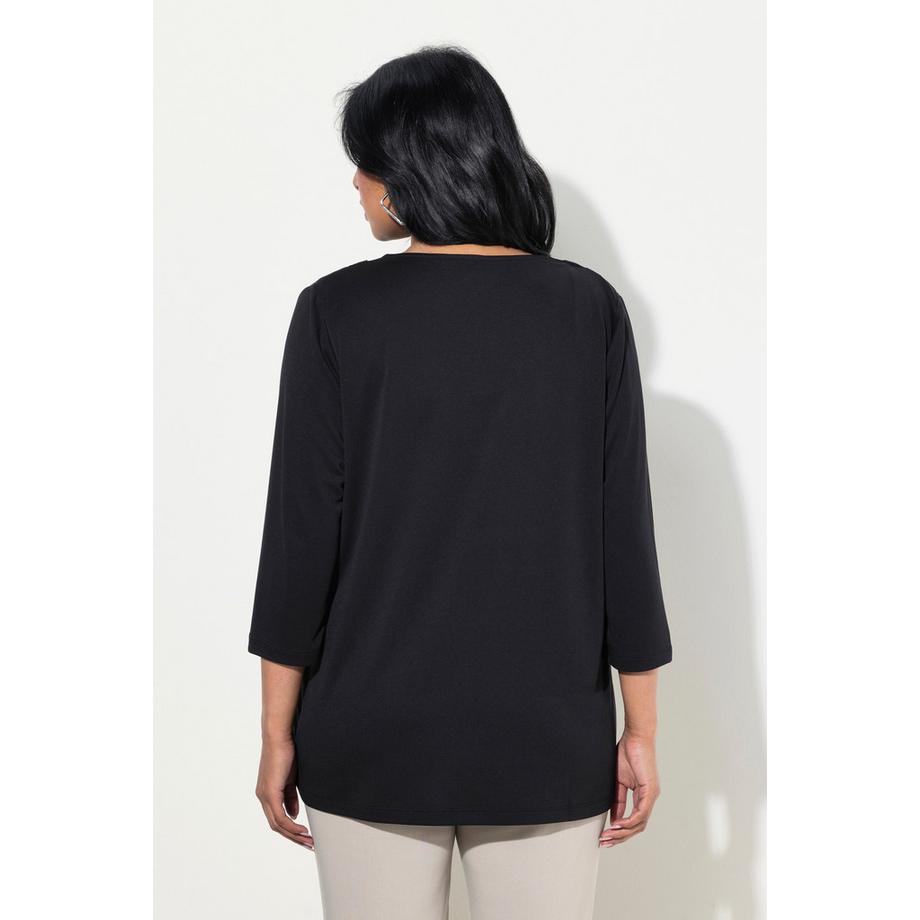 Ulla Popken Wickeloptik V-Ausschnitt 3/4 Arm Shirt  