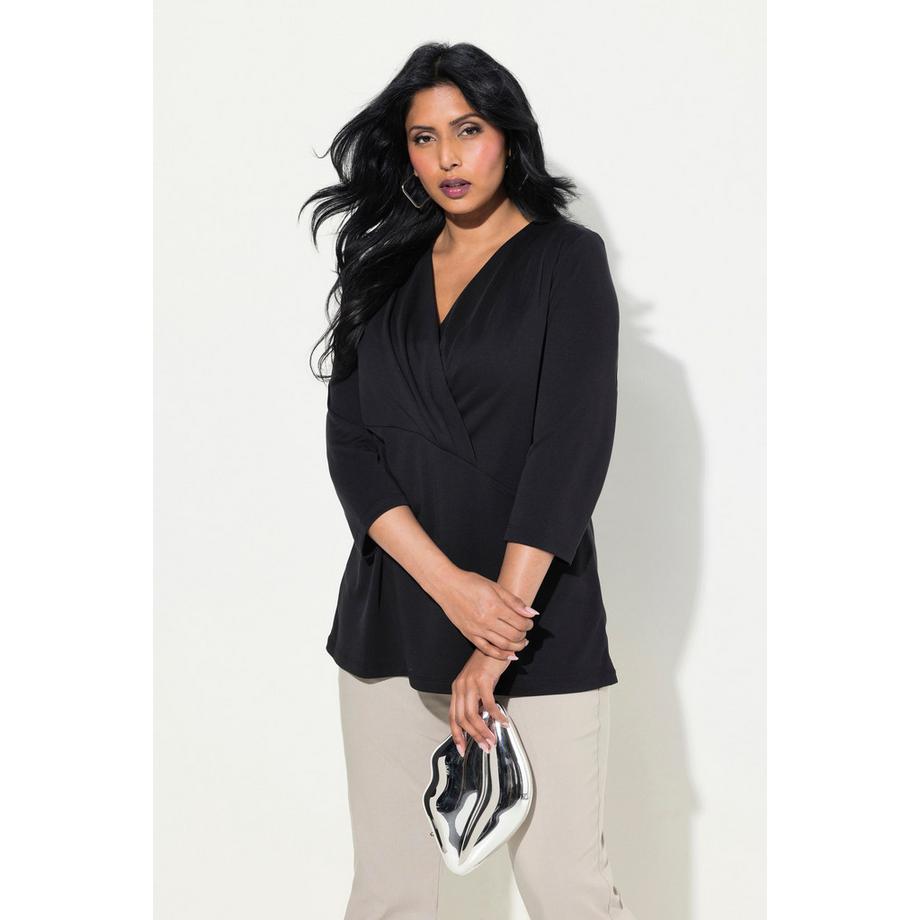 Ulla Popken Wickeloptik V-Ausschnitt 3/4 Arm Shirt  