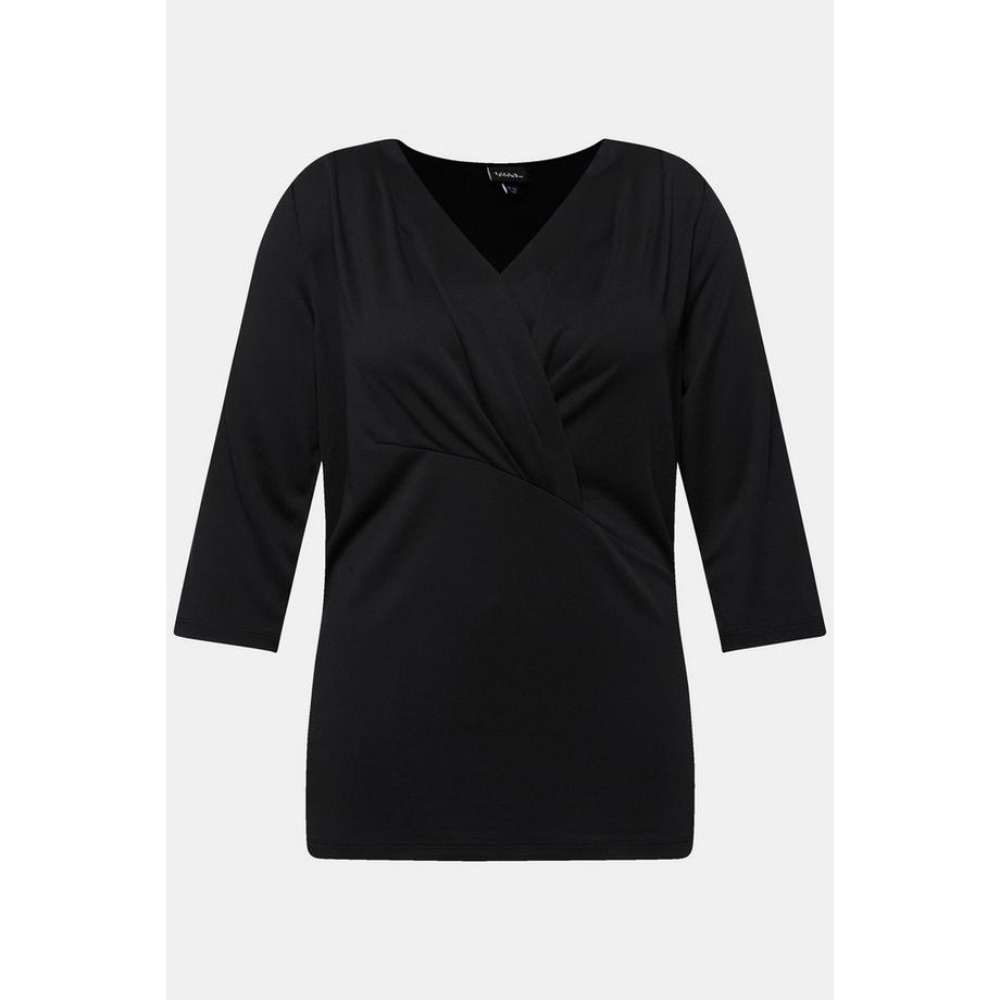 Ulla Popken Wickeloptik V-Ausschnitt 3/4 Arm Shirt  