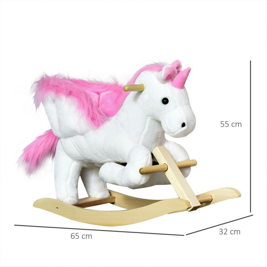 Northio  Cheval À Bascule Animal À Bascule Pour Enfant, Rose + Blanc, 65 X 32 X 55 Cm 