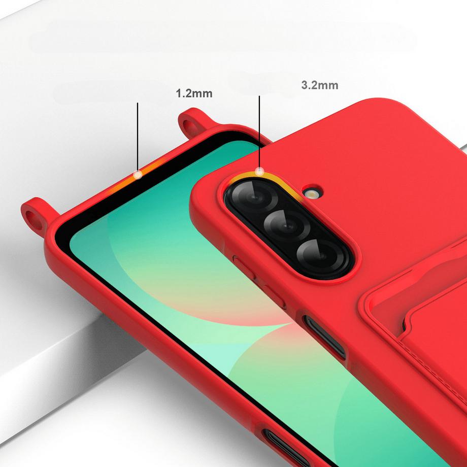 Cover-Discount Galaxy A57 Coque en silicone liquide avec porte-carte et bandoulière  