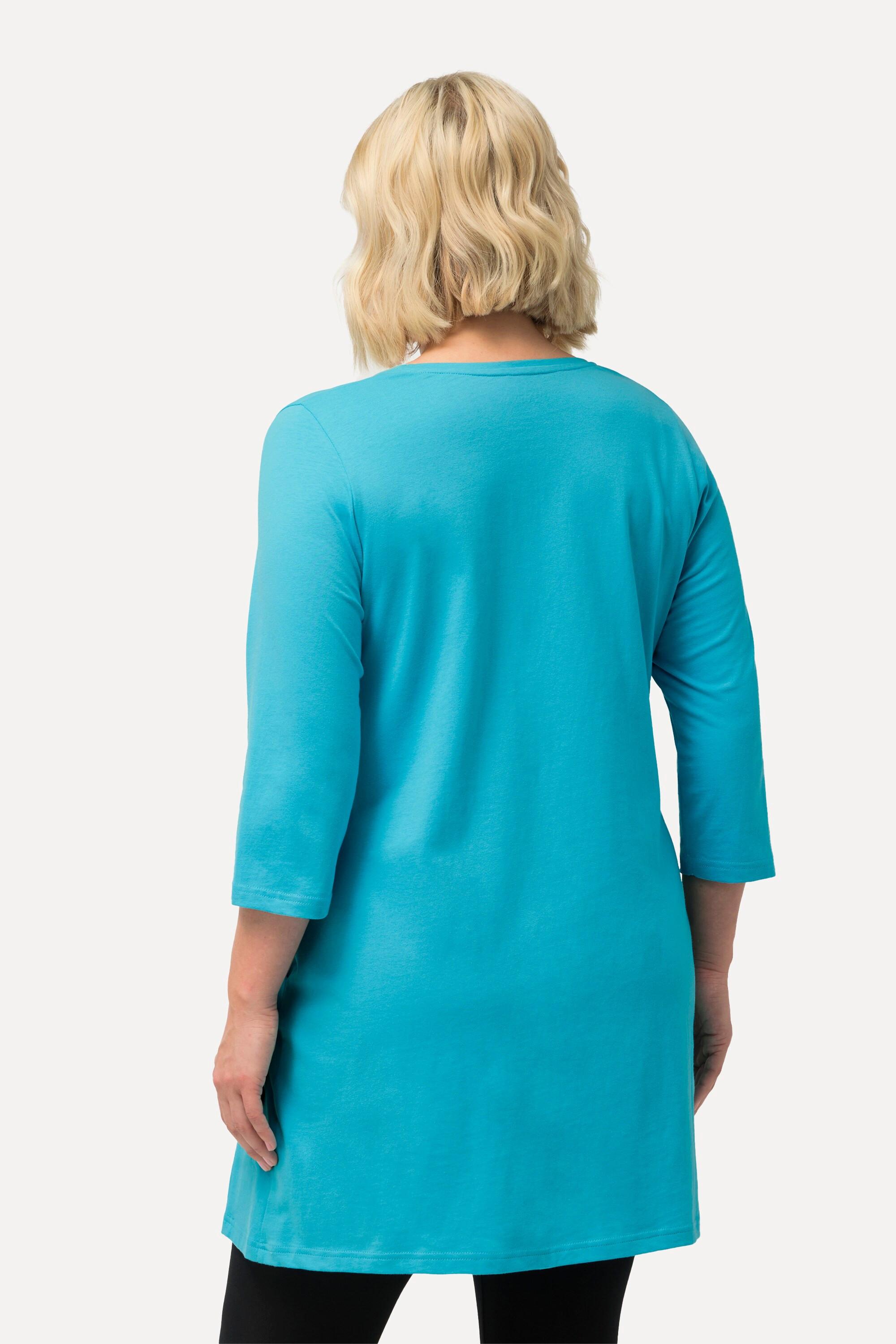 Ulla Popken  Longshirt, Ziernähte, A-Linie, V-Ausschnitt, 3/4-Arm 