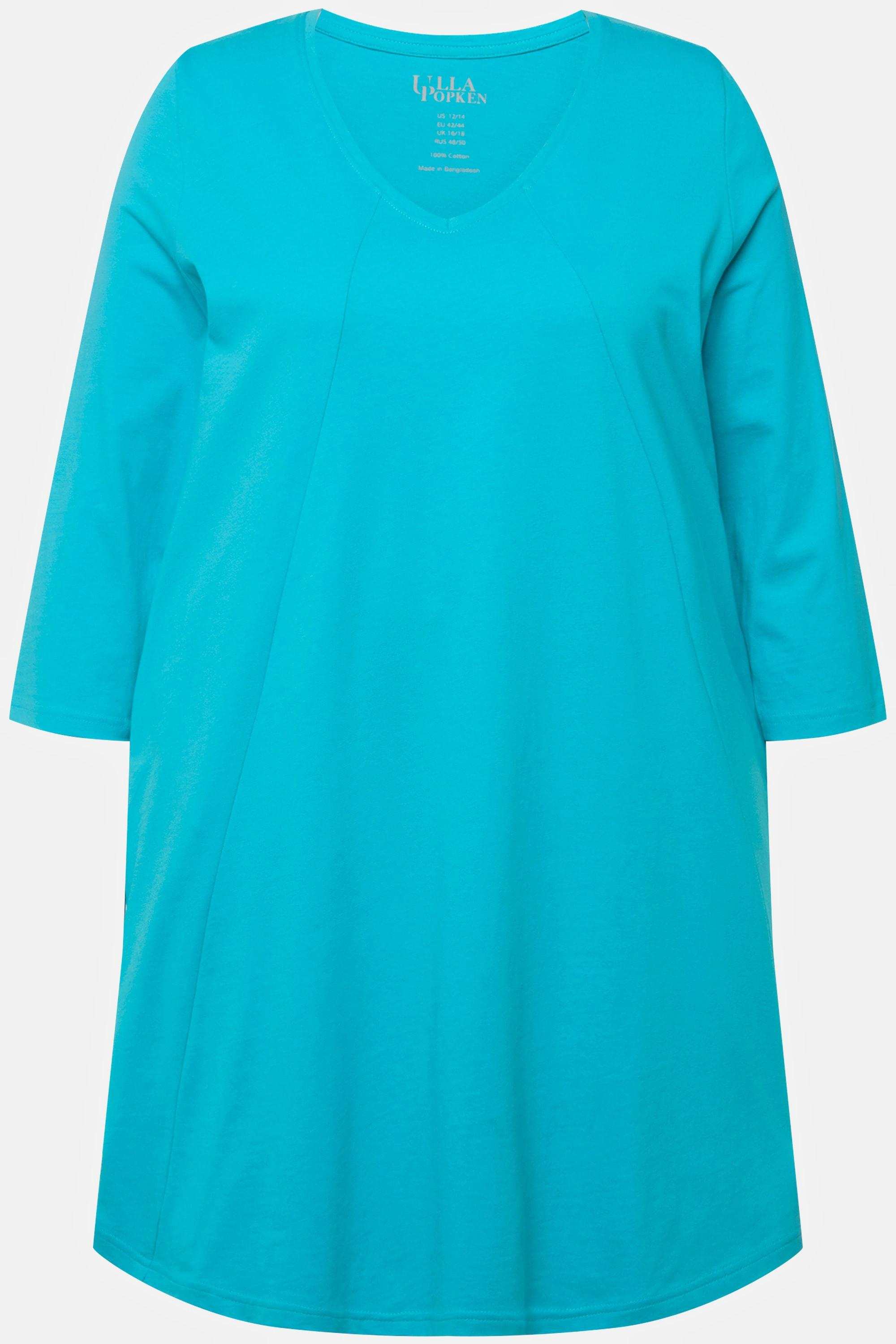 Ulla Popken  Longshirt, Ziernähte, A-Linie, V-Ausschnitt, 3/4-Arm 