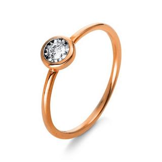 MUAU Schmuck  Solitär-Ring 750/18K Rotgold Diamant 0.08ct. 