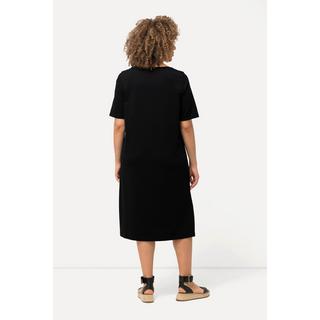 Ulla Popken  Jerseykleid, Zierbänder, A-Linie, Rundhals, Halbarm 