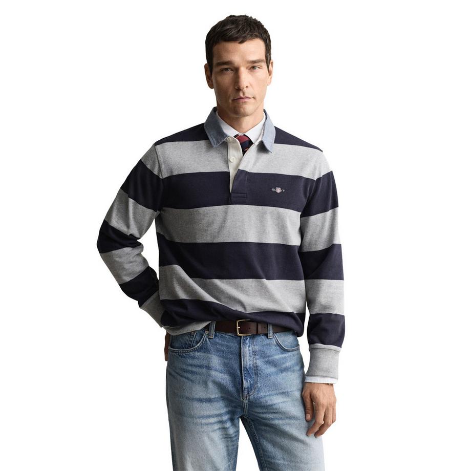 GANT Polo  Pack de 1 Confortable à porter-REGULAR CHAMBRAY STRIPE HEAVY RUGGER  
