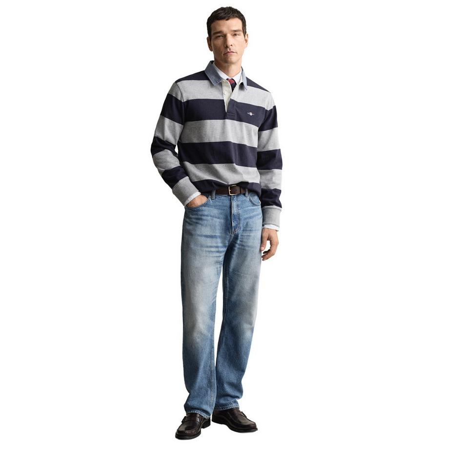 GANT Polo  Pack de 1 Confortable à porter-REGULAR CHAMBRAY STRIPE HEAVY RUGGER  