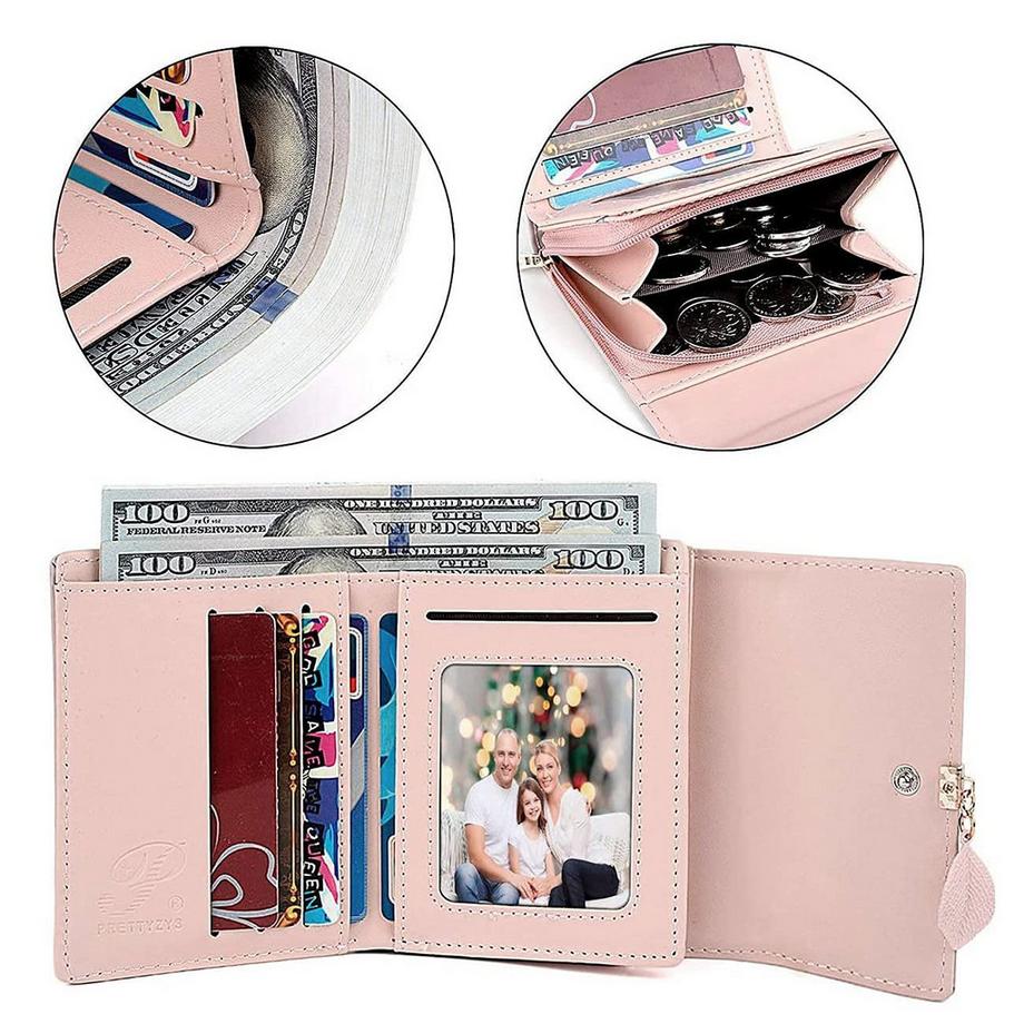 Only-bags.store Portafoglio piccolo in ecopelle liscia con scomparti multipli  