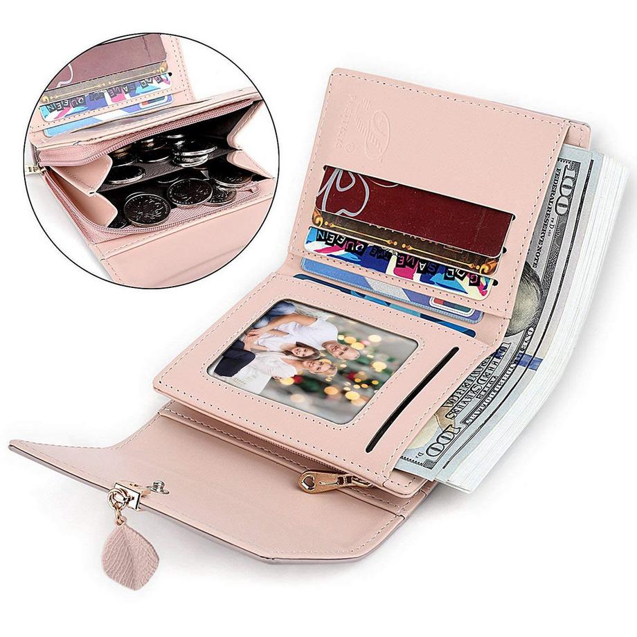 Only-bags.store Portafoglio piccolo in ecopelle liscia con scomparti multipli  