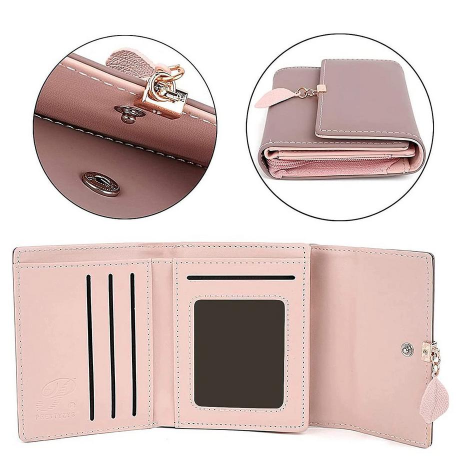 Only-bags.store Portafoglio piccolo in ecopelle liscia con scomparti multipli  