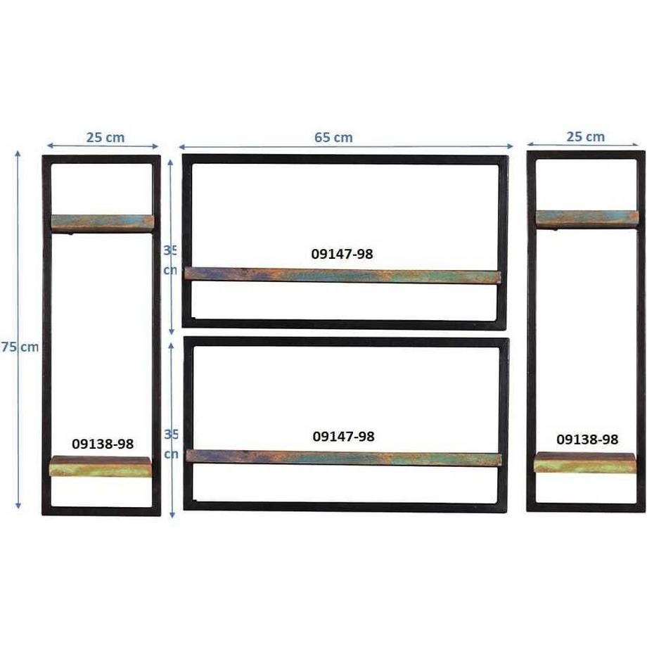 mutoni Étagère murale River multicolore 125x25x75 (4 pièces)  