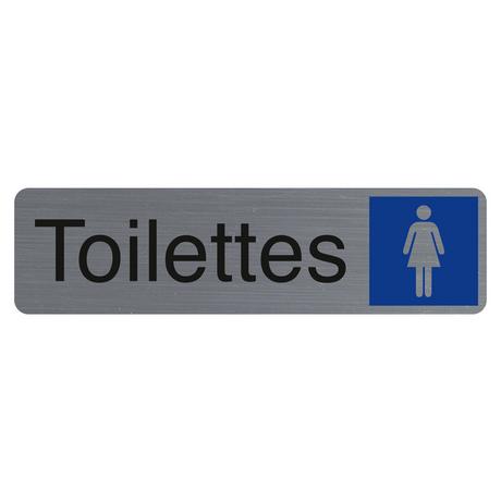 Exacompta Plaque adhésive imitation aluminium Toilettes dame 16,5X4,4 cm  